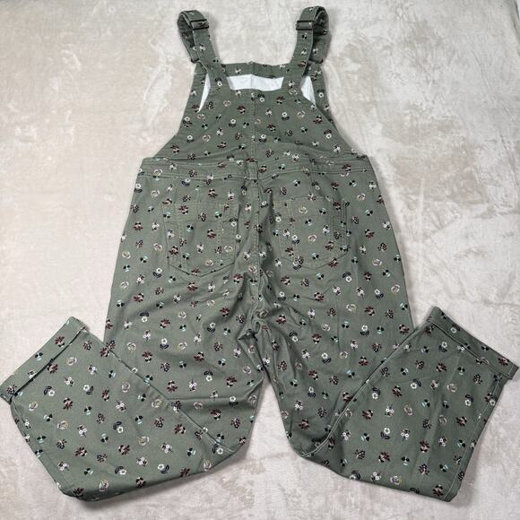 Boden Women's Dungarees Size 12 Dainty Floral Denim Girlfriend Overalls Green - Picture 6 of 10